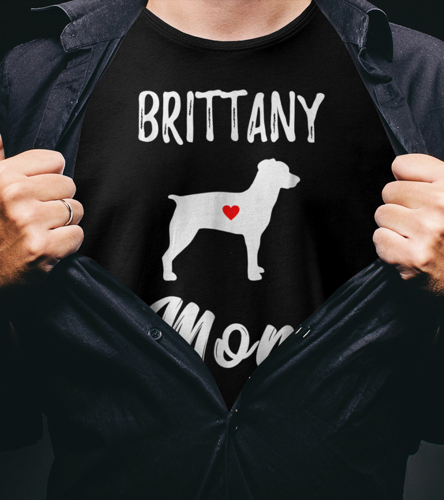 Brittany Mom Dog Lover Owner With Heart T-Shirt