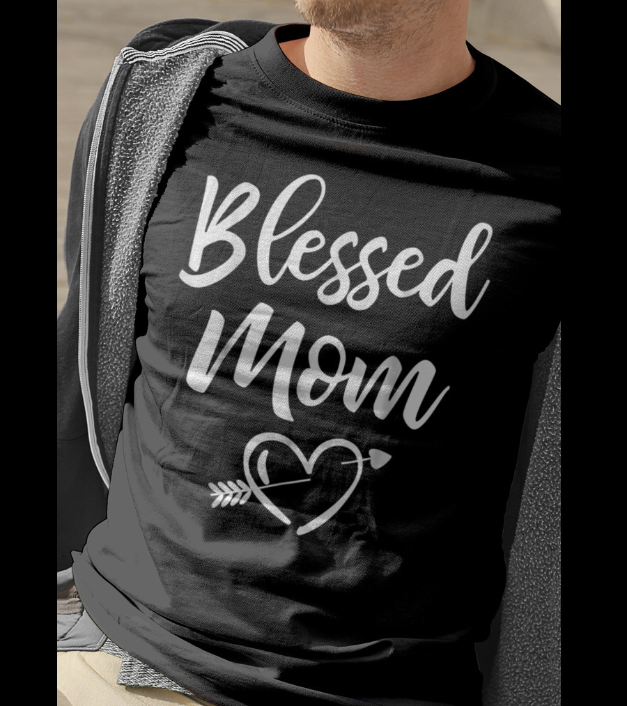 Blessed Mom Heart Arrow Christmas Birthday T-Shirt