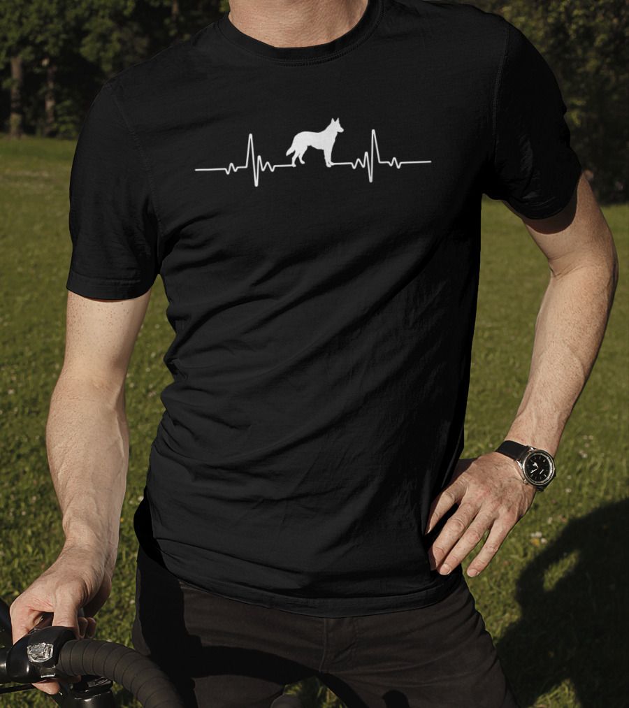 Blue Heeler Heartbeat Line Dog T-Shirt