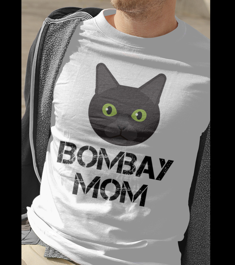 Bombay Mom Cat Owner Black Cat Face T-Shirt