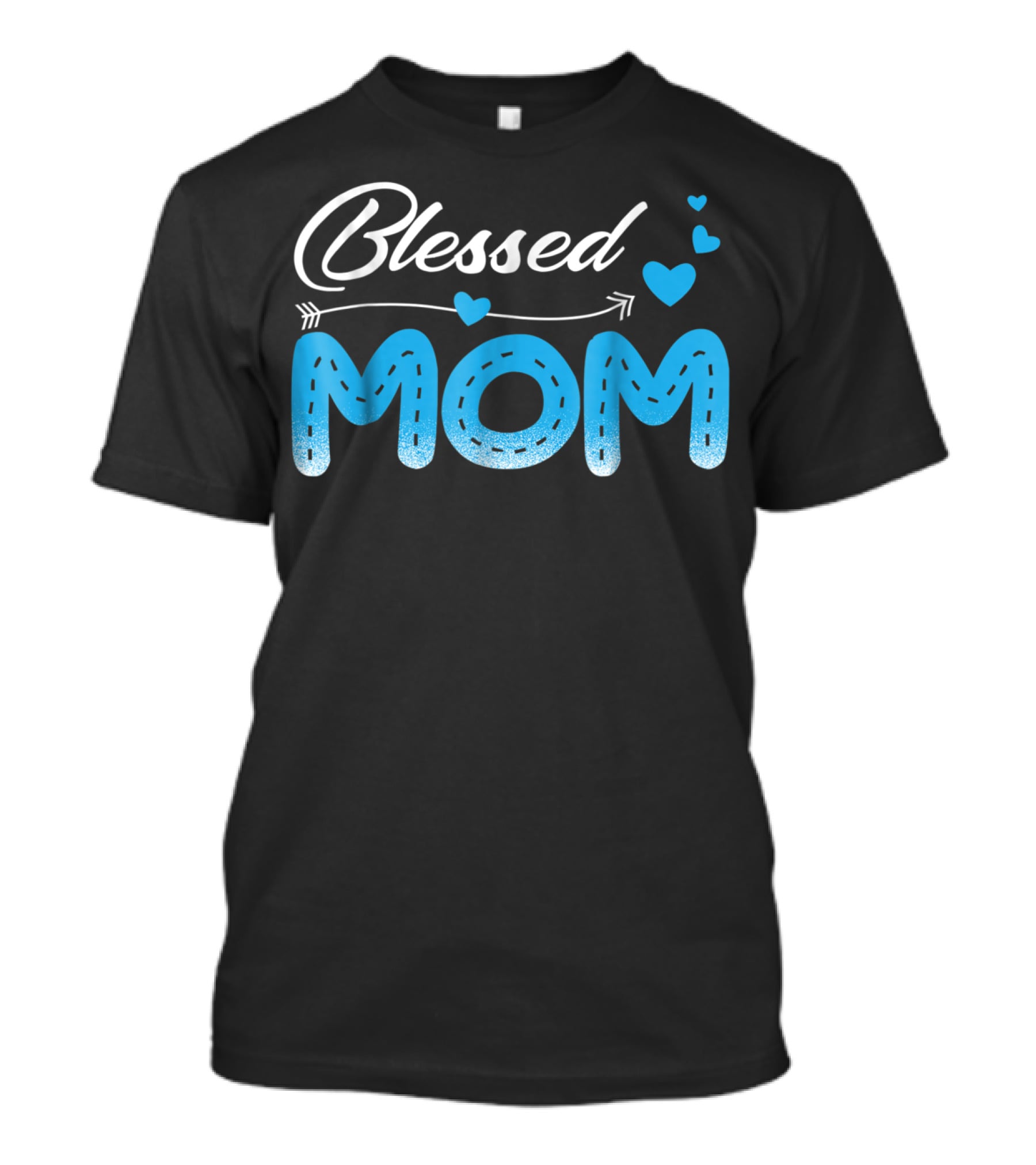 Blessed Mom Arrow Heart Blue Stitch T-Shirt