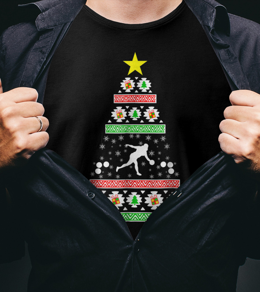 Ugly Christmas Bocce Ball Tree Dad89 T-Shirt