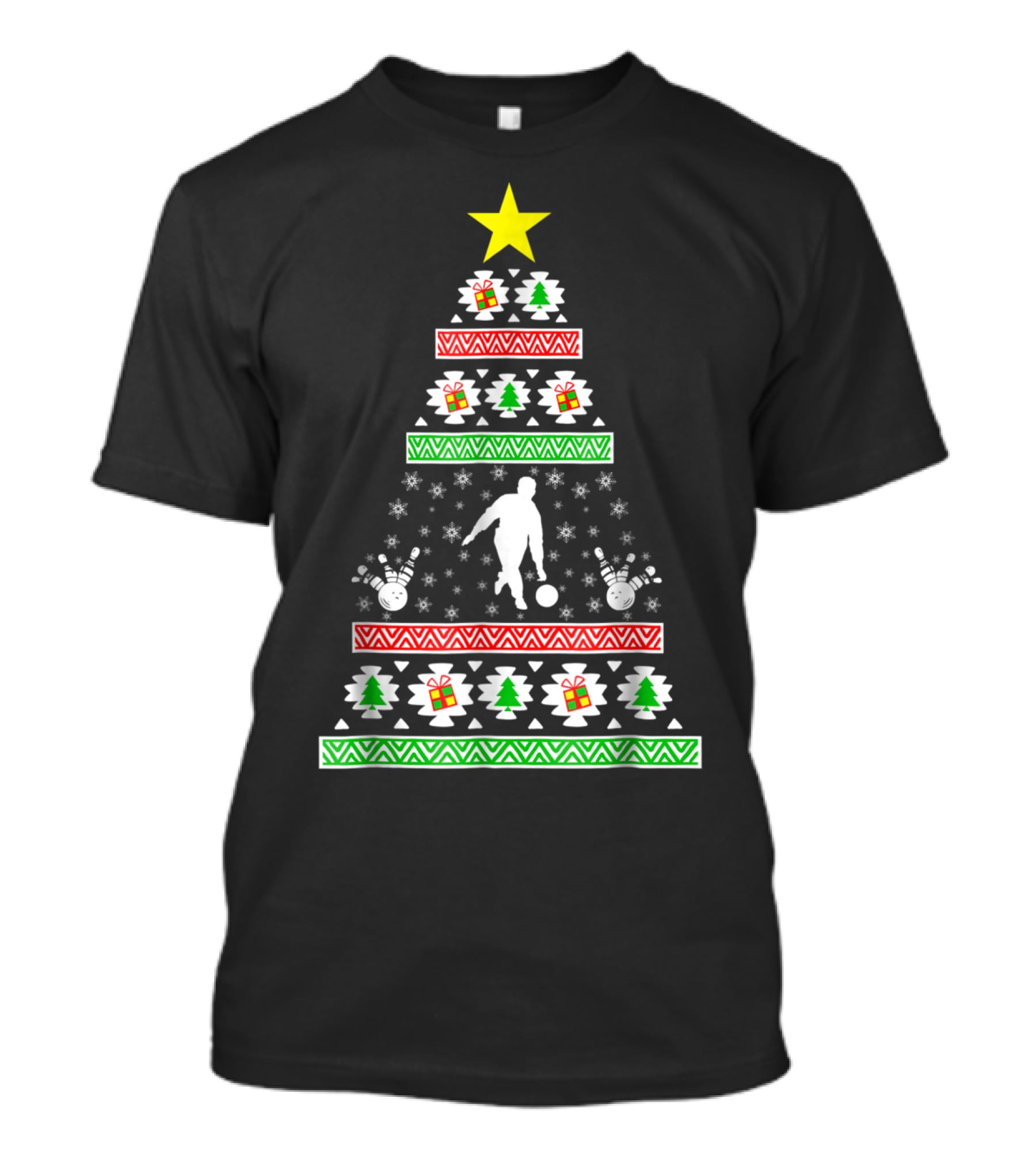 Bowling Ugly Christmas Tree Bowler Mom Dad Holiday T-Shirt