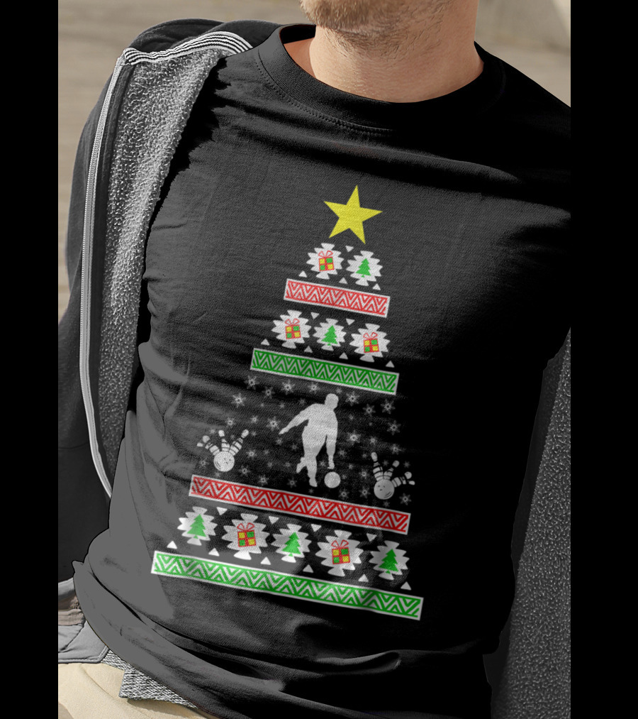 Bowling Ugly Christmas Tree Bowler Mom Dad Holiday T-Shirt