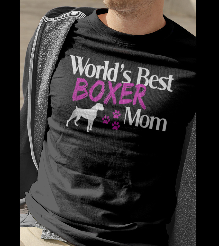 World's Best Boxer Mom With Paw Prints T-Shirt