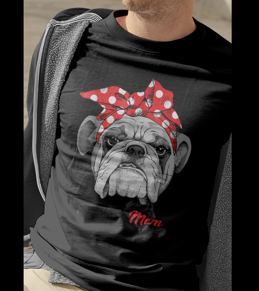 Bulldog Mom Polka Dot Bandana T-Shirt