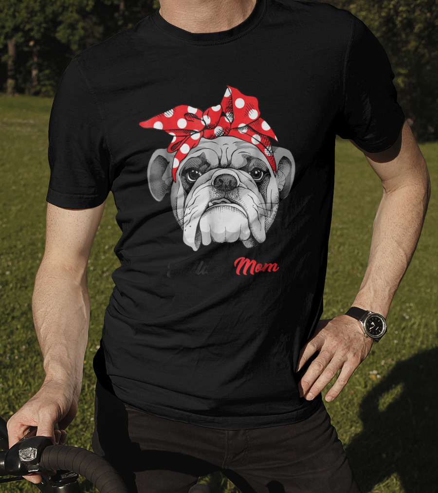 Bulldog Mom Polka Dot Bandana T-Shirt