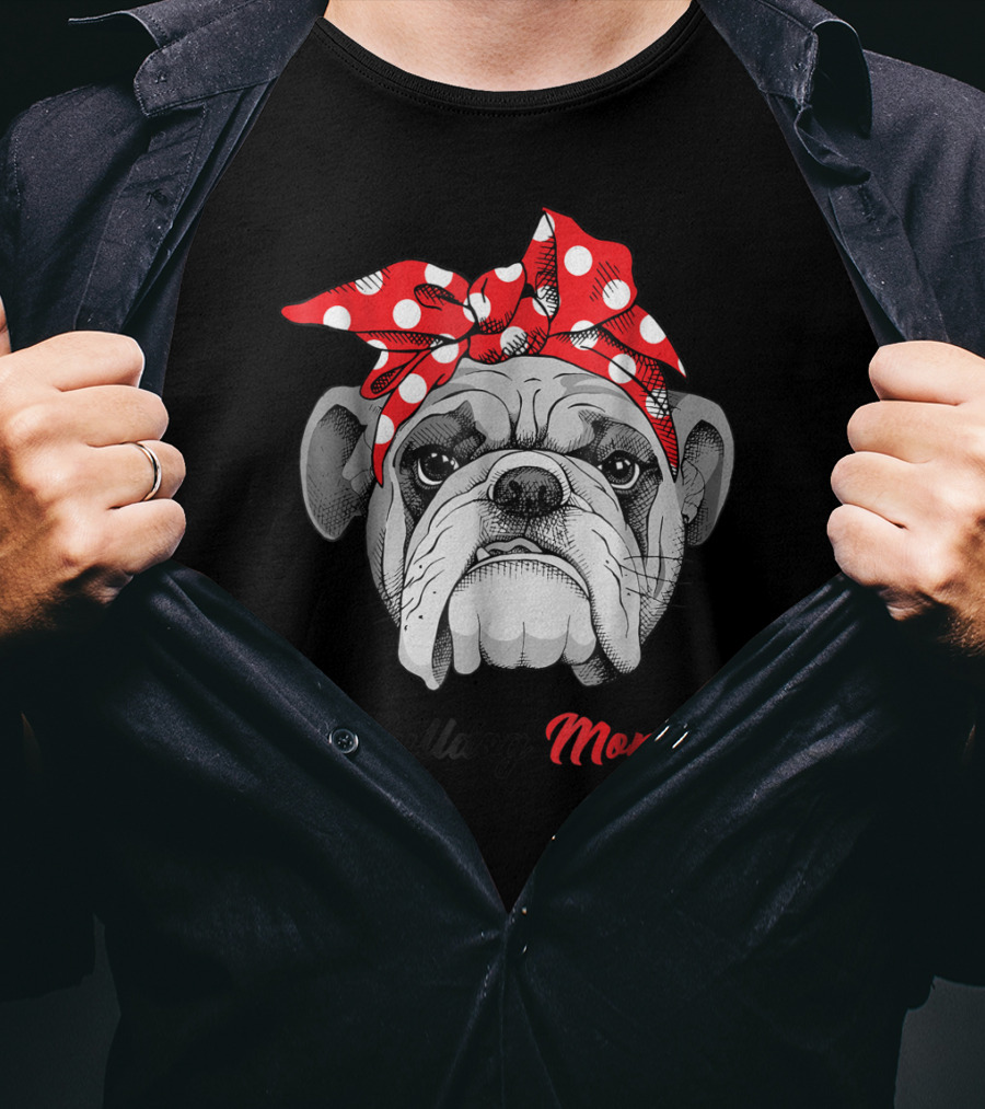Bulldog Mom Polka Dot Bandana T-Shirt
