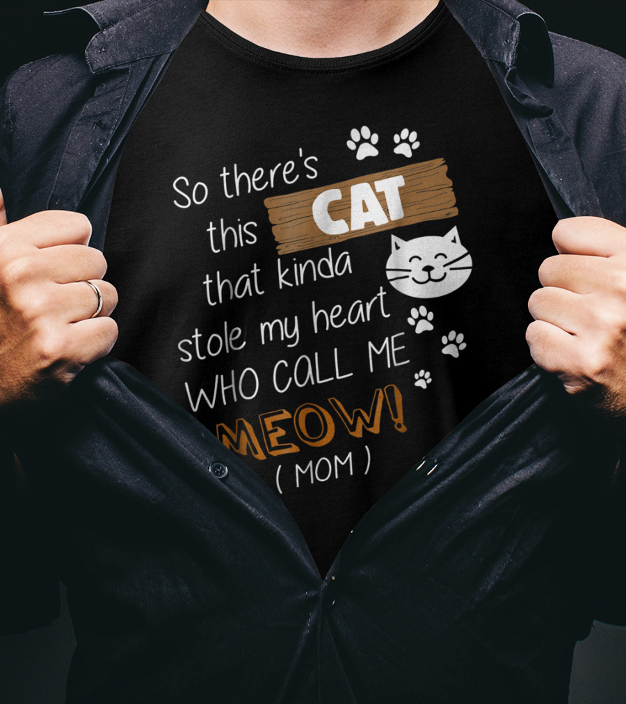 So There's This Cat That Kinda Stole My Heart Who Call Me Meow Mom T-Shirt