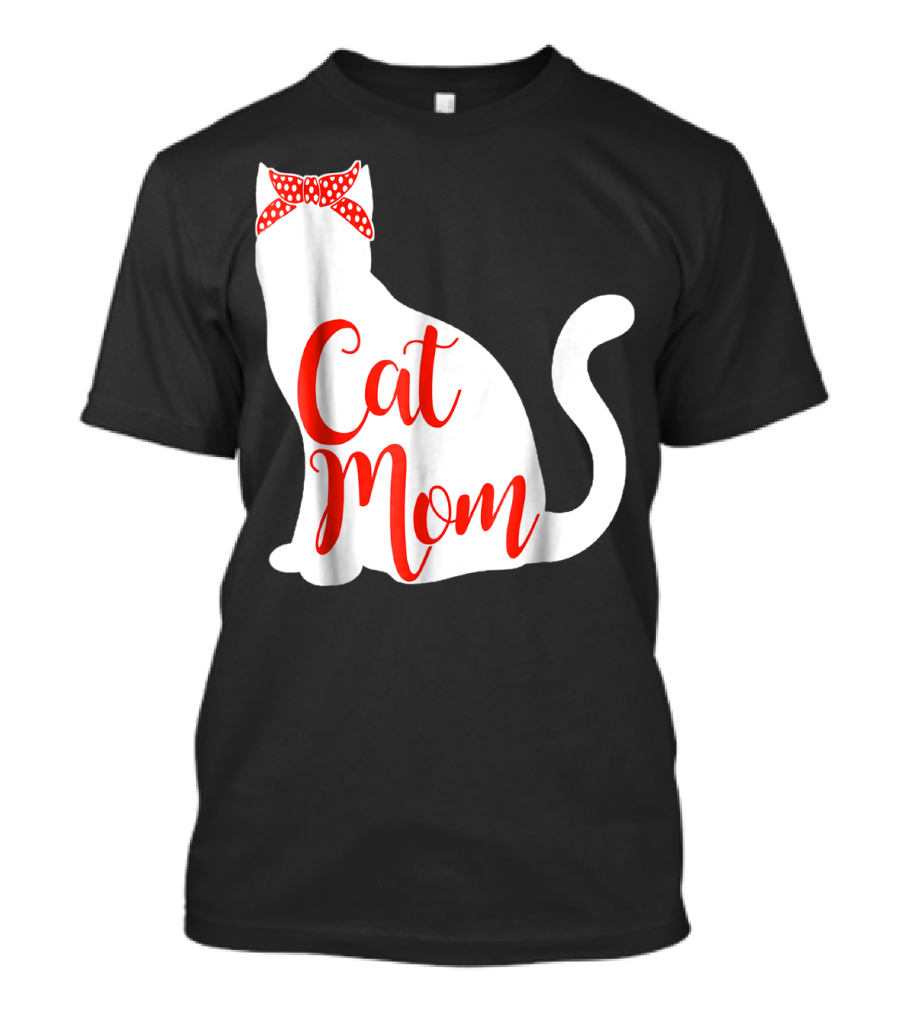 Cat Mom Cute Cat Owner Lover With Red Bow T-Shirt