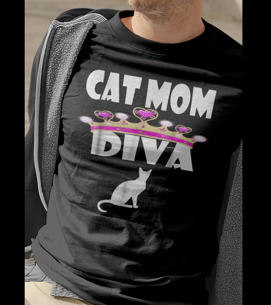 Cat Mom Diva Crown Silhouette Tee63 T-Shirt