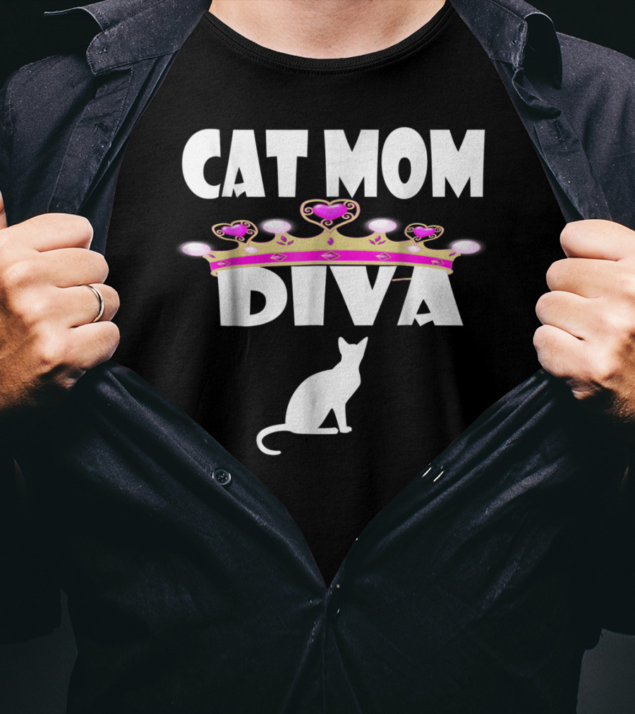 Cat Mom Diva Crown Silhouette Tee63 T-Shirt