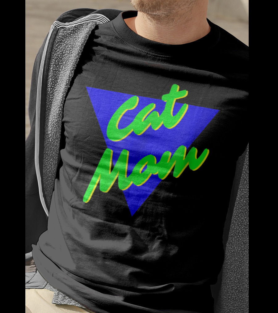Cat Mom 80s Neon Triangle T-Shirt