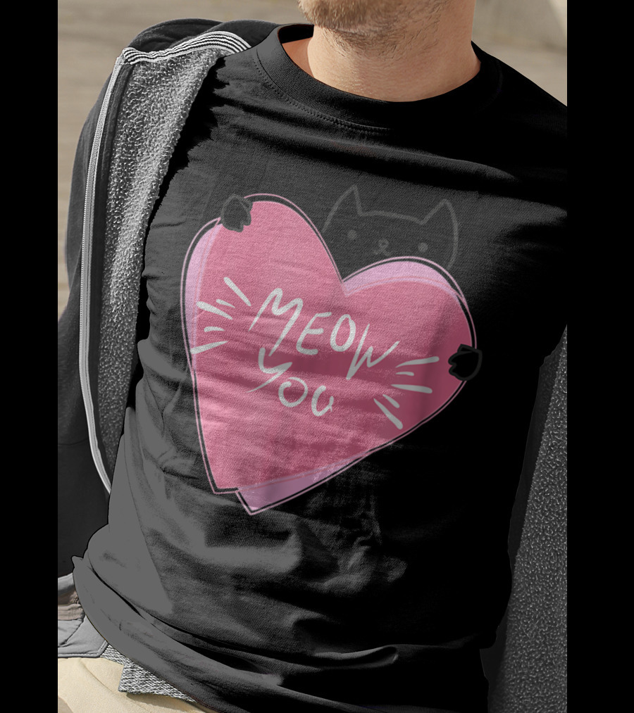 Cat Mom Meow You Cute Pink Heart Love Cat T-Shirt