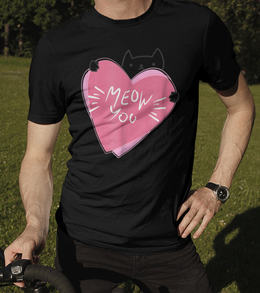 Cat Mom Meow You Cute Pink Heart Love Cat T-Shirt