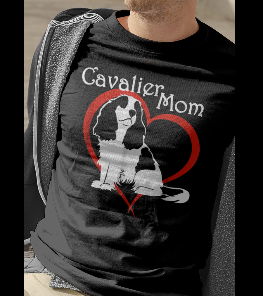 Cavalier Mom CKCS Heart NickerStickers Dog T-Shirt