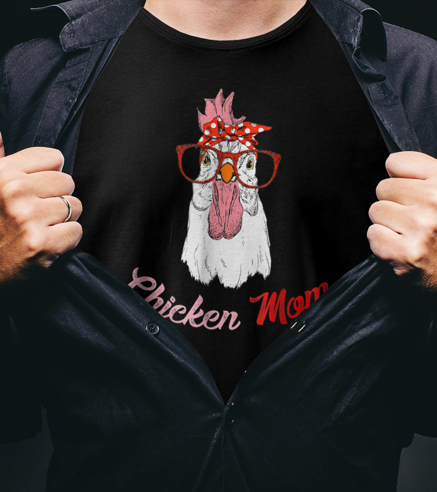 Chicken Mom Funny Turkey Humor Idea34 Chicken Mom Glasses Bandana T-Shirt