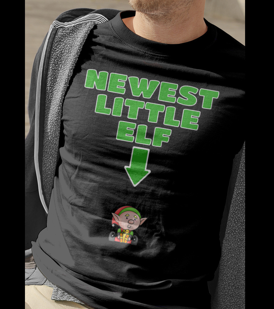 Newest Little Elf Christmas Expecting Mom To Be Pregnant Wife T-Shirt