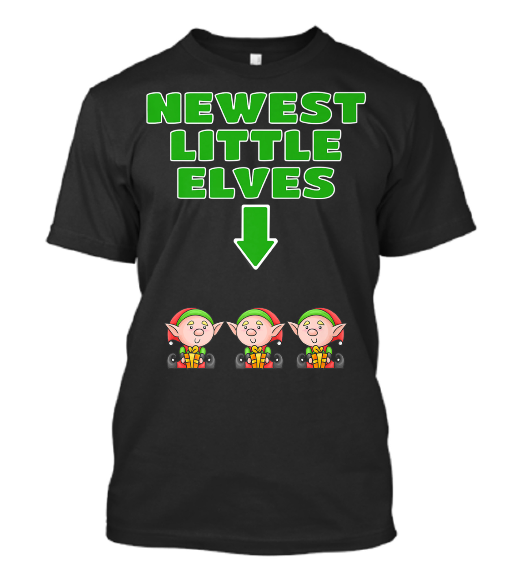 Newest Little Elves Christmas Elf Expecting Triplets Mom To Be Pregnant T-Shirt