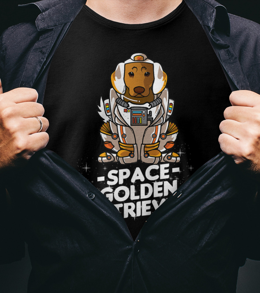 Space Golden Retriever Dog In Space Suit T-Shirt