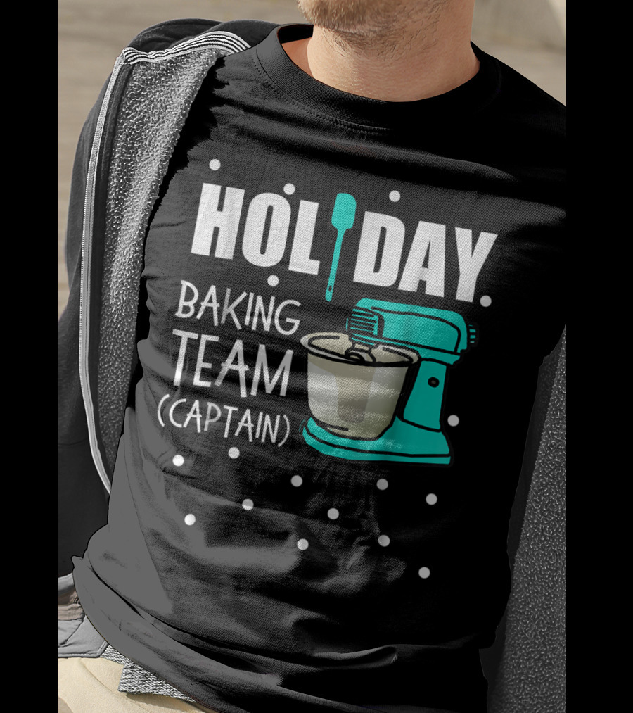Holiday Baking Team Captain Mixer Snow Dots T-Shirt