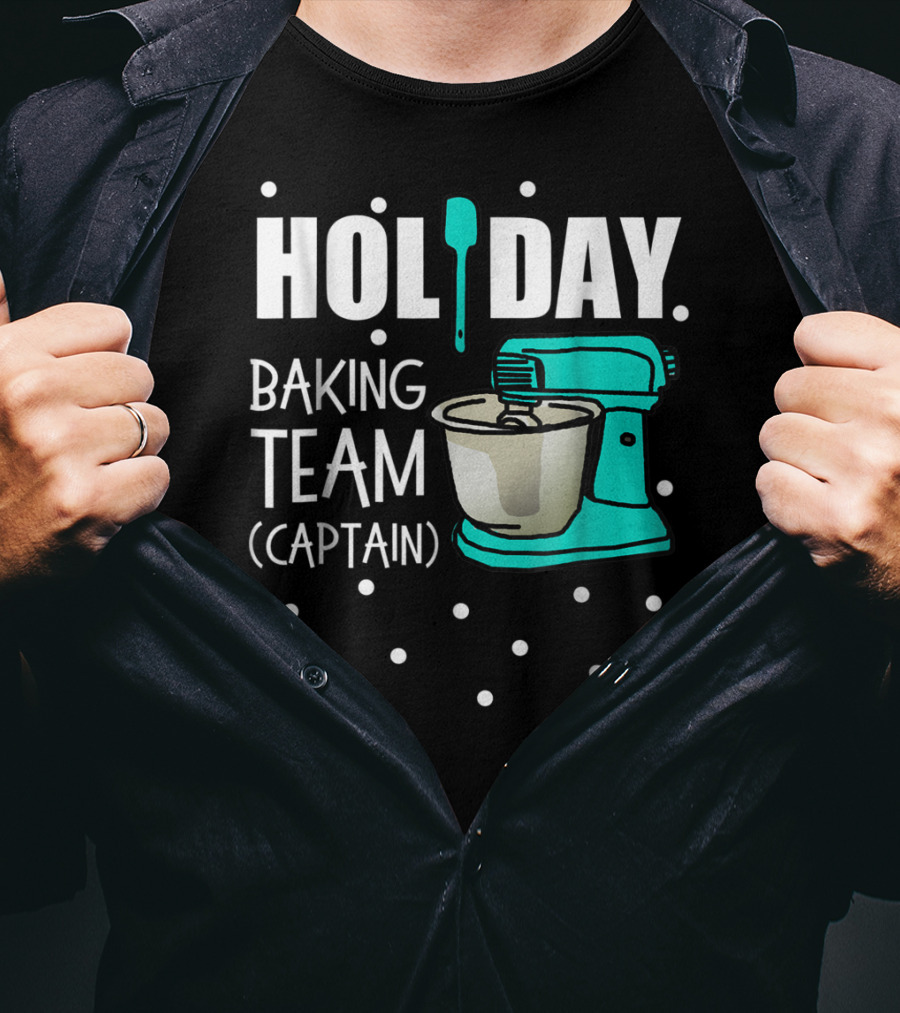 Holiday Baking Team Captain Mixer Snow Dots T-Shirt