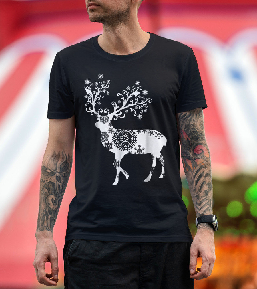 Christmas Mom Daughter Father Son Matching Deer Snowflake Clothing T-Shirt