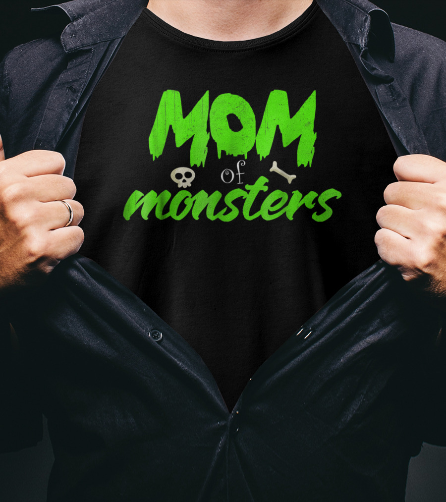 Mom Of Monsters Skull Bone Kids Christmas Girls T-Shirt