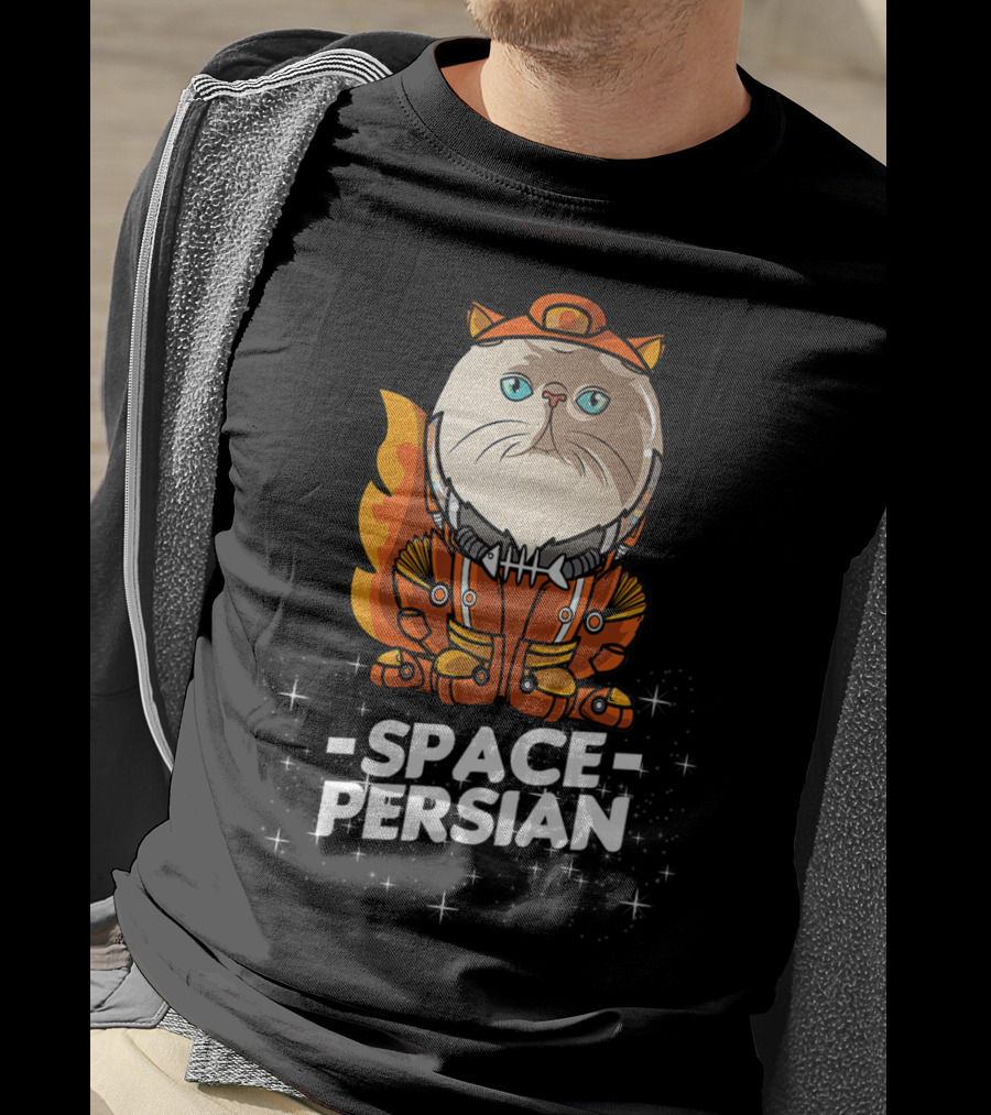 Space Persian Cat In Astronaut Suit With Christmas Flair T-Shirt