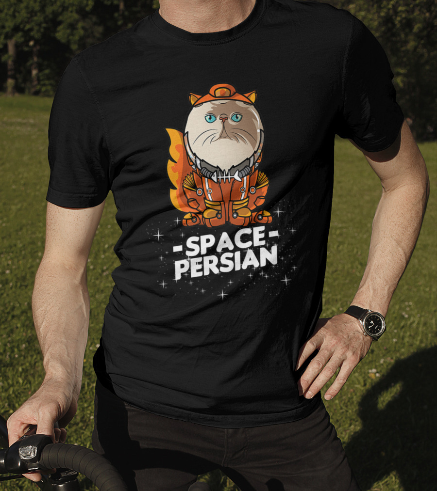 Space Persian Cat In Astronaut Suit With Christmas Flair T-Shirt