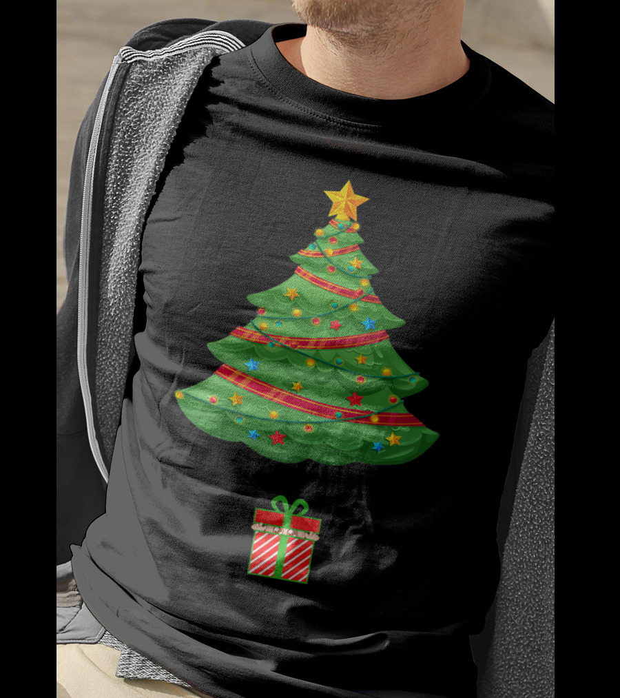 Christmas Tree Present Expecting Mom Baby Announcement T-Shirt