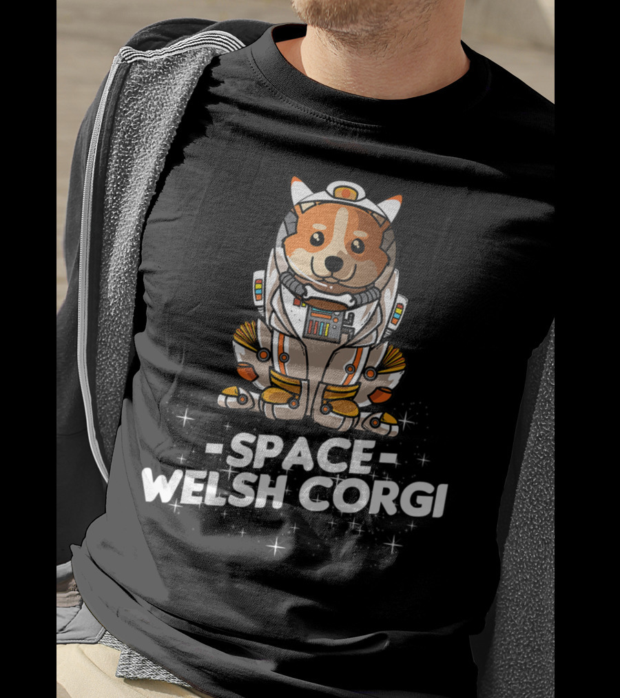 Space Welsh Corgi Christmas Suit Dog T-Shirt
