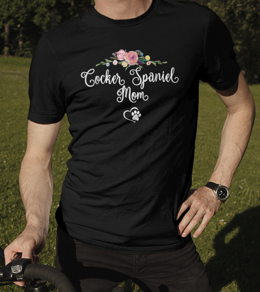 Cocker Spaniel Mom Floral Paw Heart T-Shirt