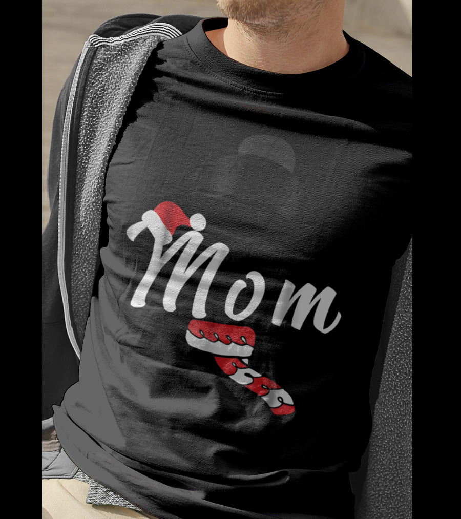 Cool Mom Christmas Santa Hat Candy Cane Family Matching Holiday T-Shirt