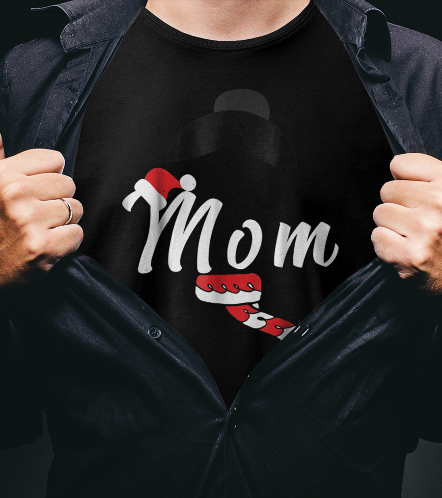 Cool Mom Christmas Santa Hat Candy Cane Family Matching Holiday T-Shirt