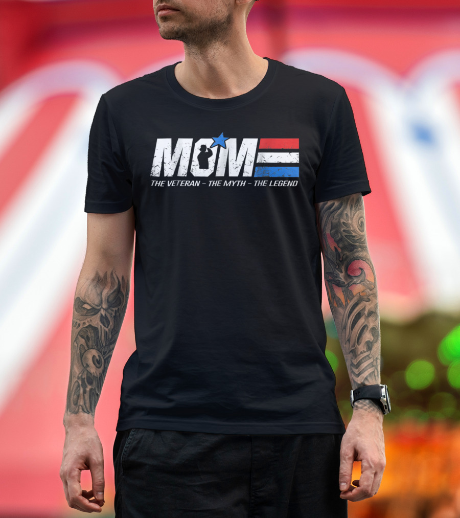 Cool Mom The Veteran The Myth The Legend Star Silhouette Red White Blue T-Shirt