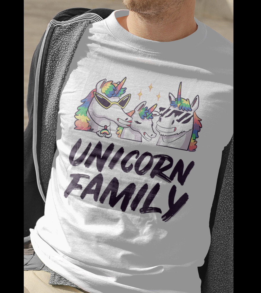 Cool Unicorn Family Colorful Son Daughter T-Shirt