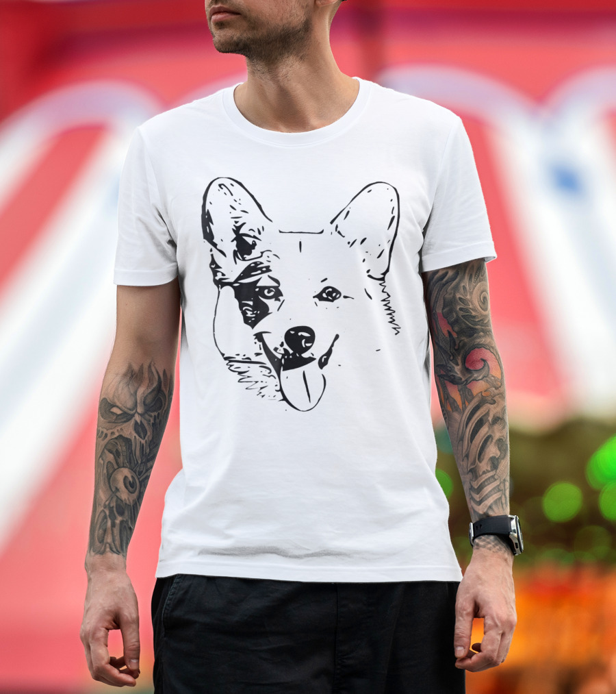 Corgi Face Dog Mom Or Dad Black T-Shirt