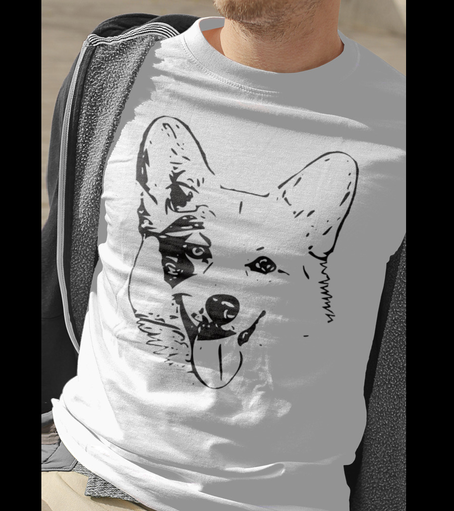 Corgi Face Dog Mom Or Dad Black T-Shirt