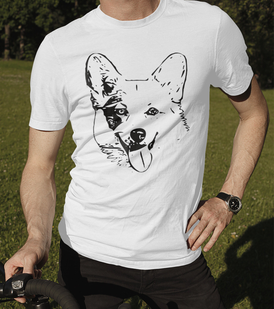 Corgi Face Dog Mom Or Dad Black T-Shirt