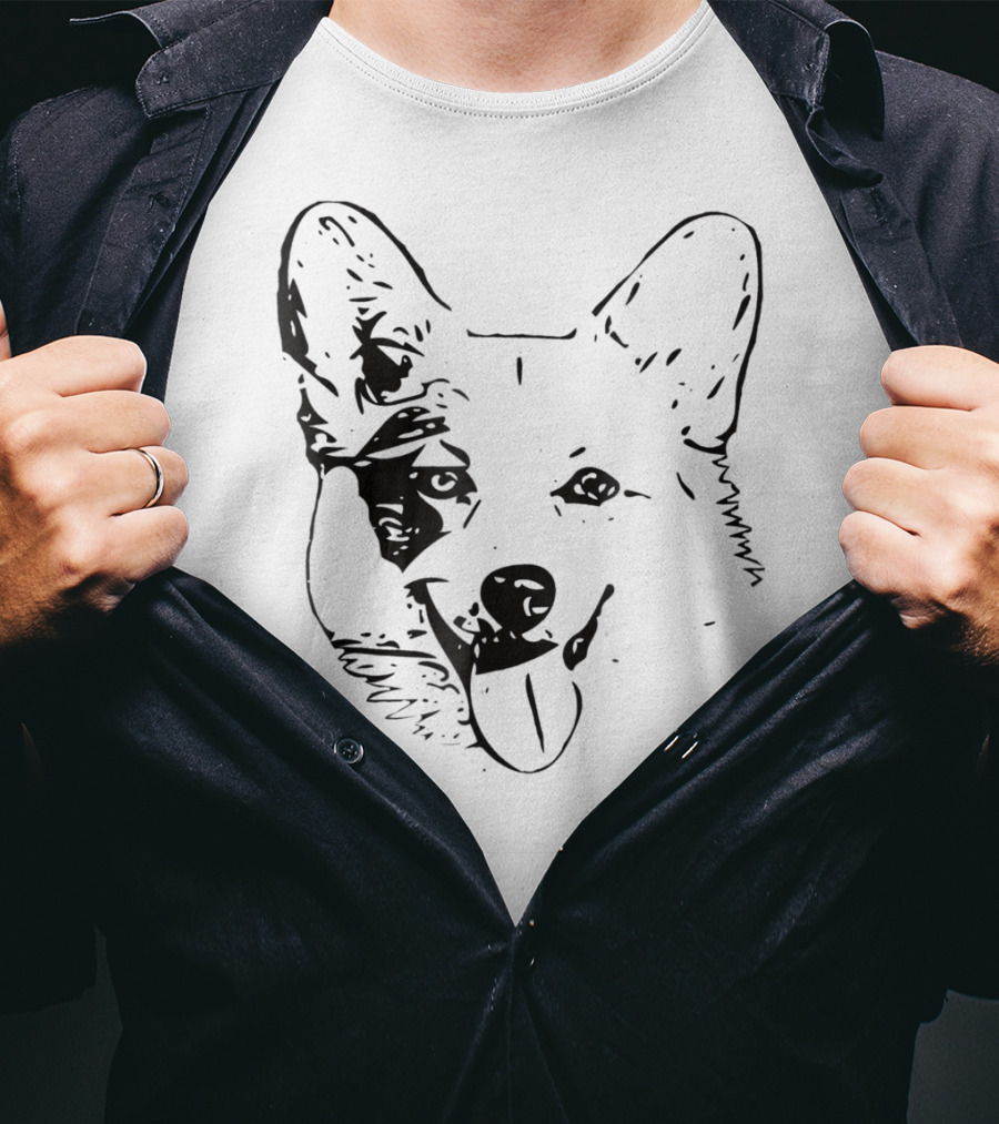 Corgi Face Dog Mom Or Dad Black T-Shirt