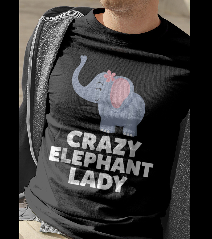 Crazy Elephant Lady Cute Funny Elephant With Flower T-Shirt