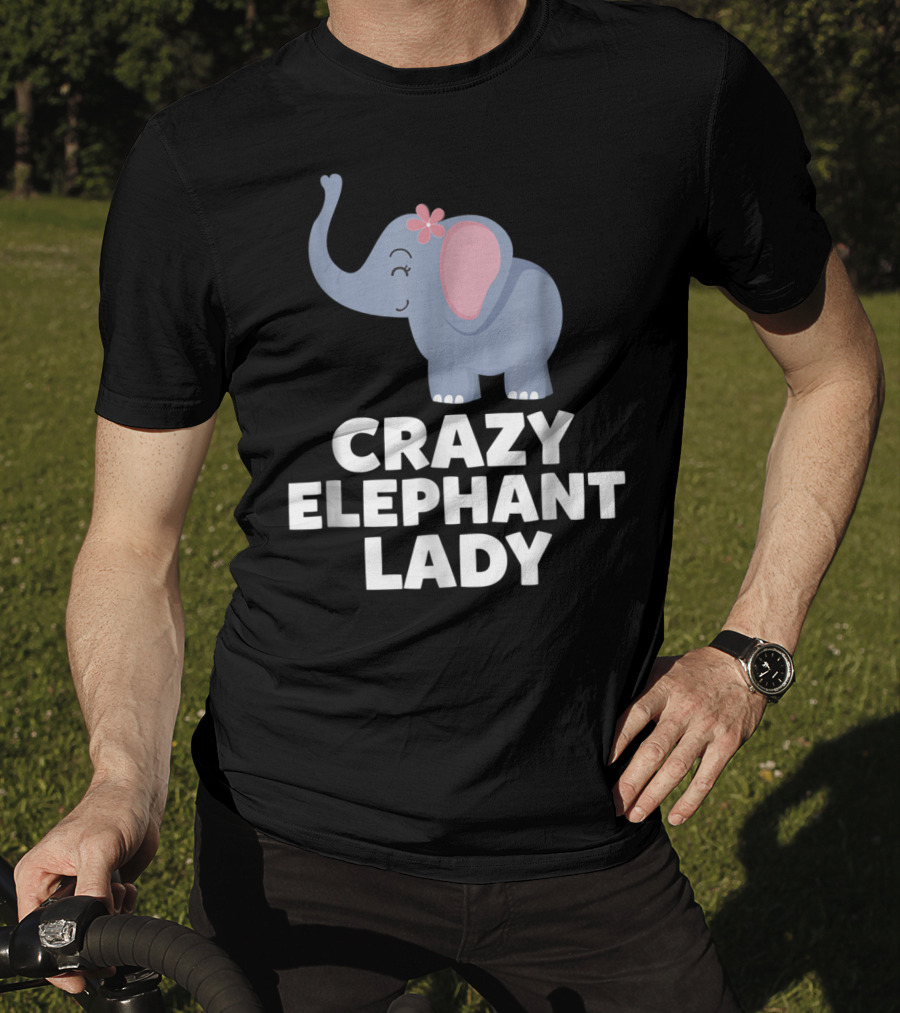 Crazy Elephant Lady Cute Funny Elephant With Flower T-Shirt