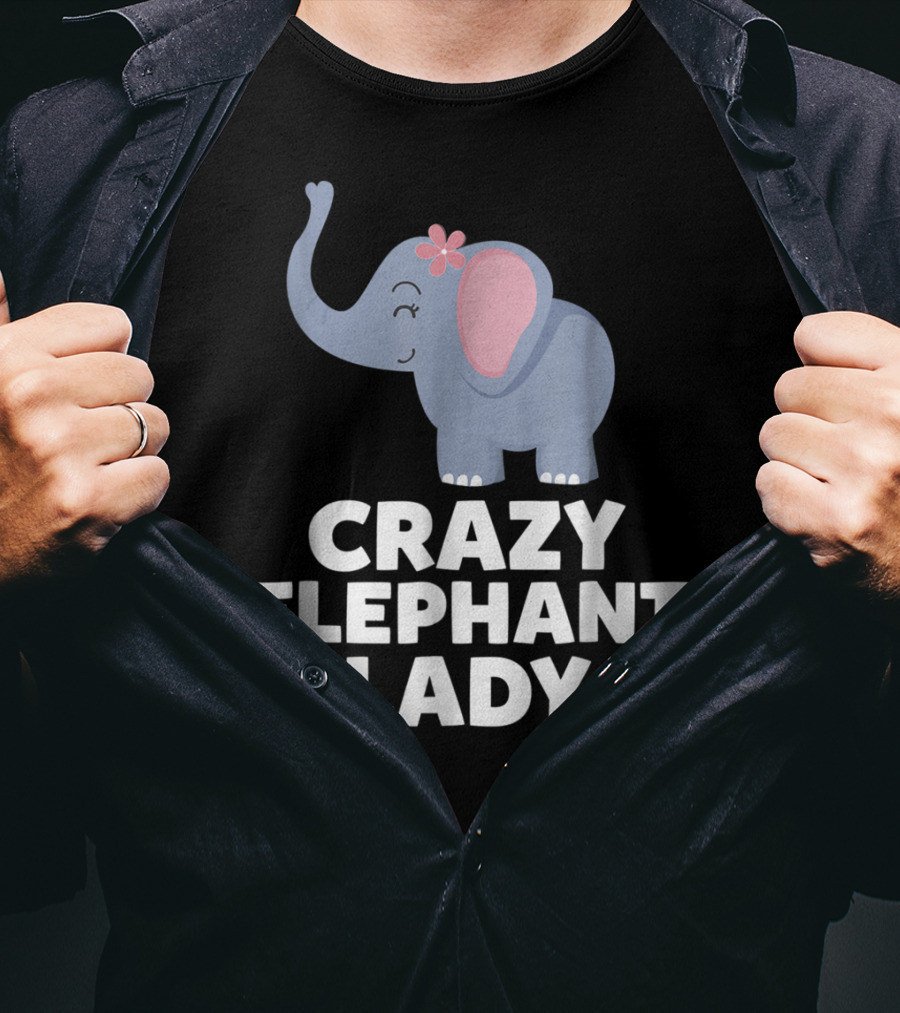 Crazy Elephant Lady Cute Funny Elephant With Flower T-Shirt