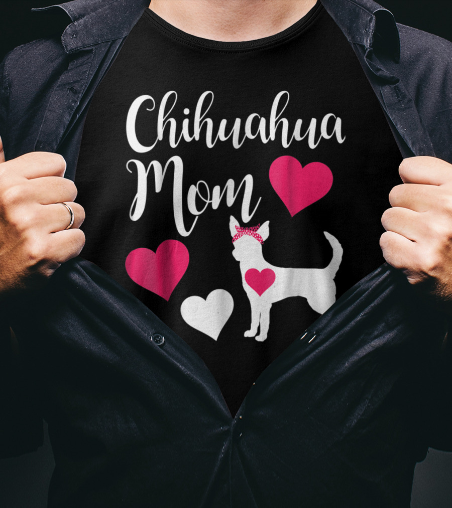 Chihuahua Mom Heart Love Bow Chihuahua Owner T-Shirt