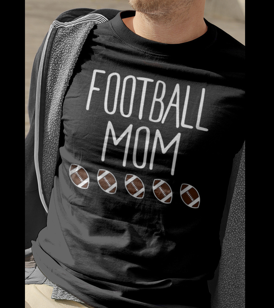Football Mom Five Footballs Sports Cute T-Shirt