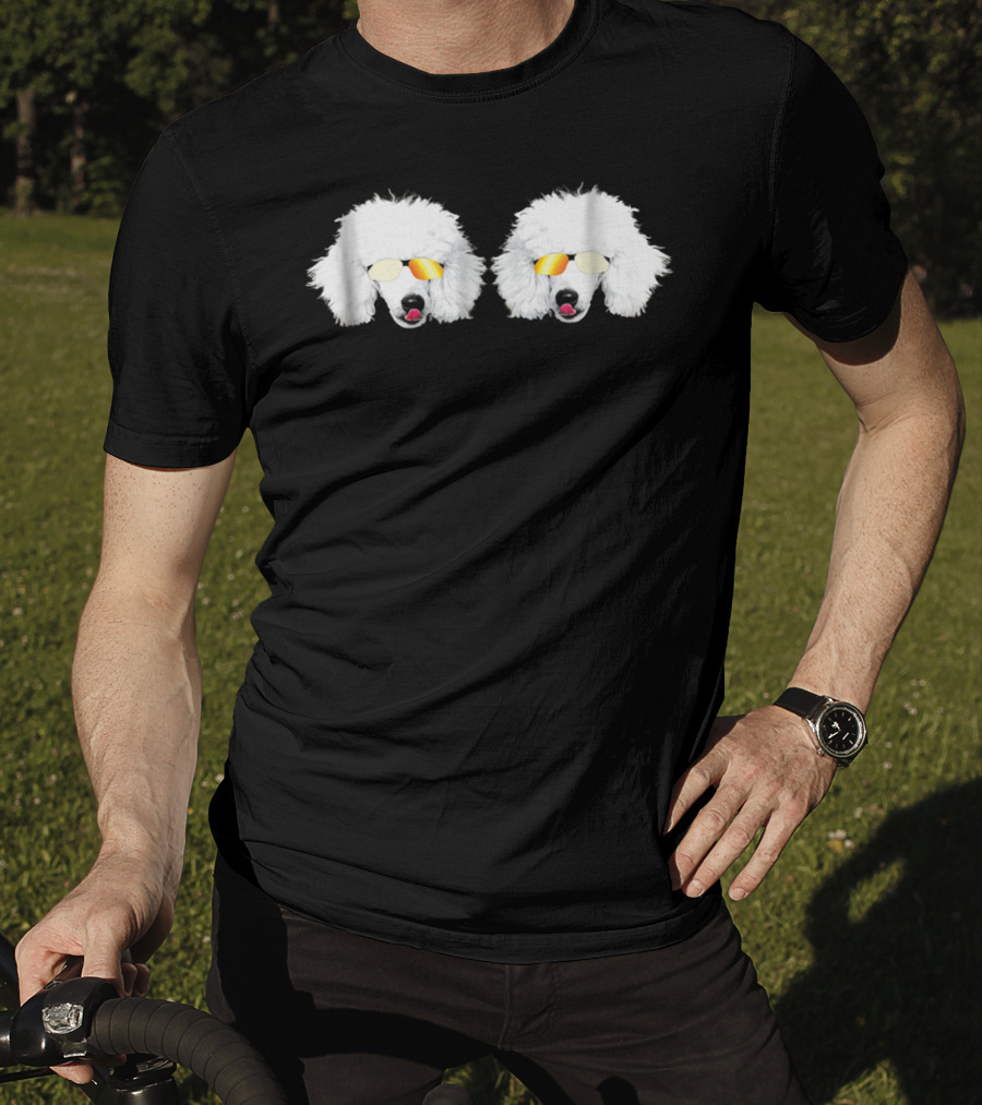 Cute Poodle White Poodle Sunglasses Fluffy Twins T-Shirt