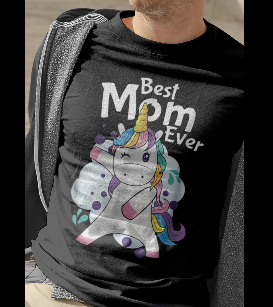 Best Mom Ever Cute Dancing Rainbow Unicorn T-Shirt