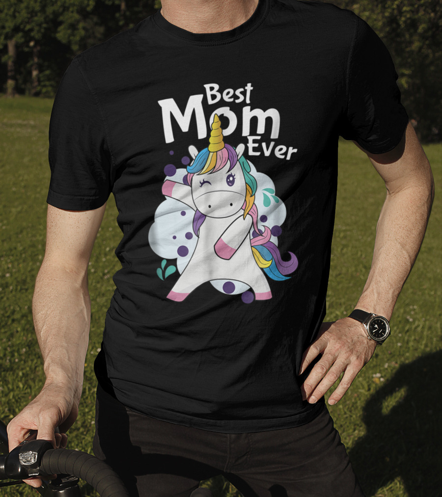Best Mom Ever Cute Dancing Rainbow Unicorn T-Shirt