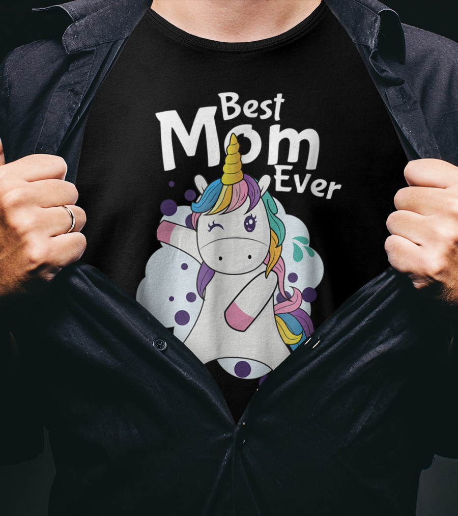 Best Mom Ever Cute Dancing Rainbow Unicorn T-Shirt